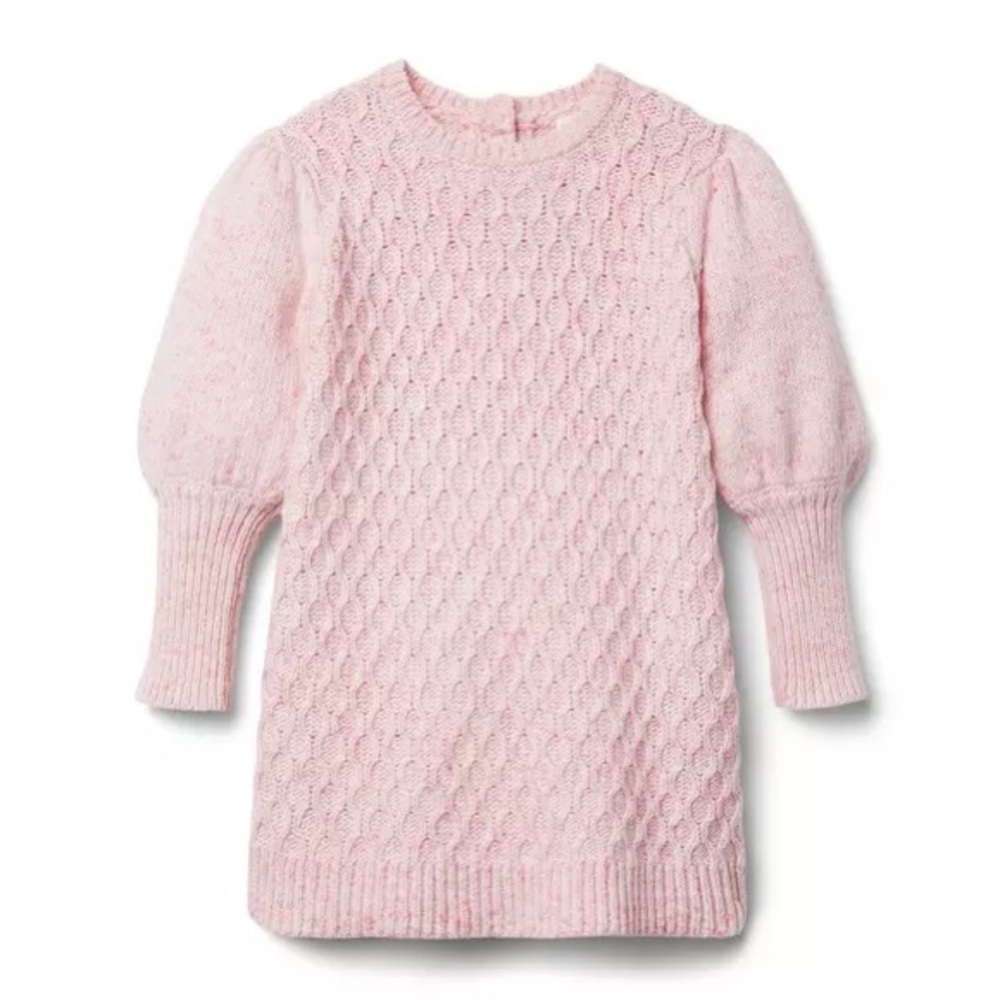 Janie and Jack Puff Sleeve Pink Marled Sweater Dress